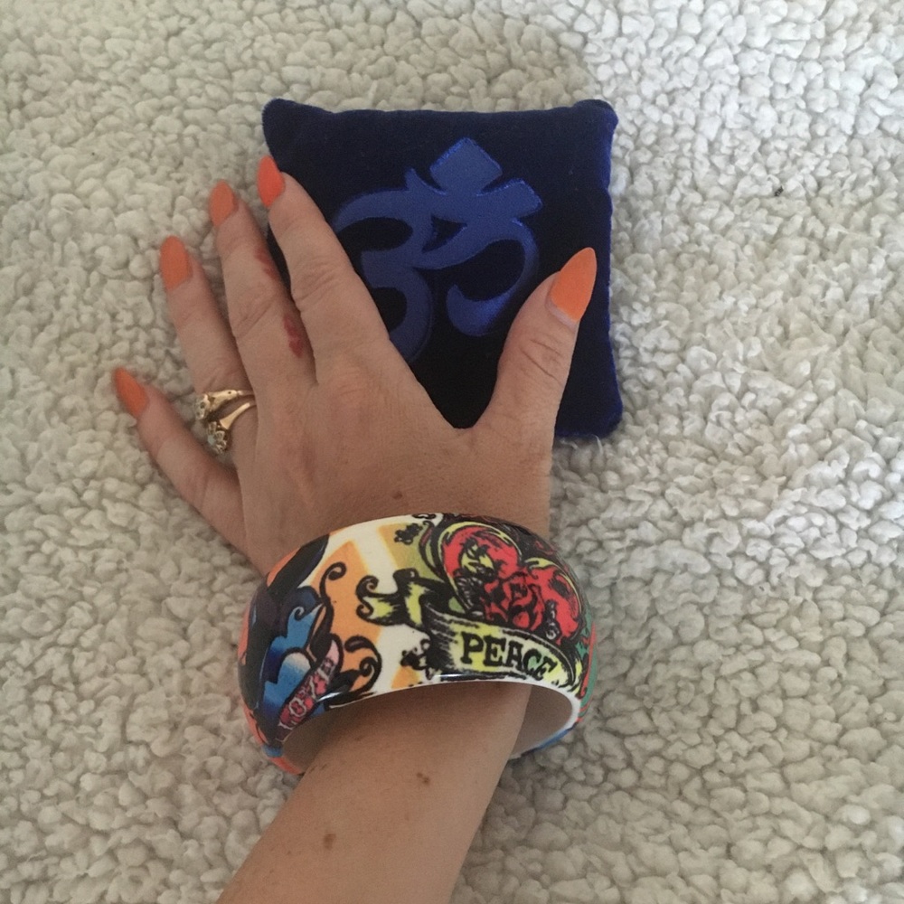Peace and Love Cuff Bracelet with Tattoo Design